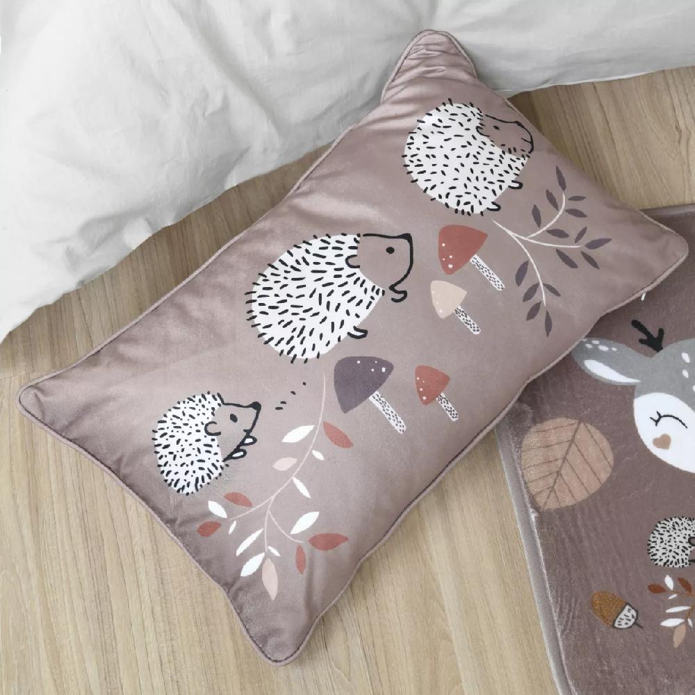 eminza Coussin enfant rectangulaire velours (30 x 50 cm) Gabin Marron