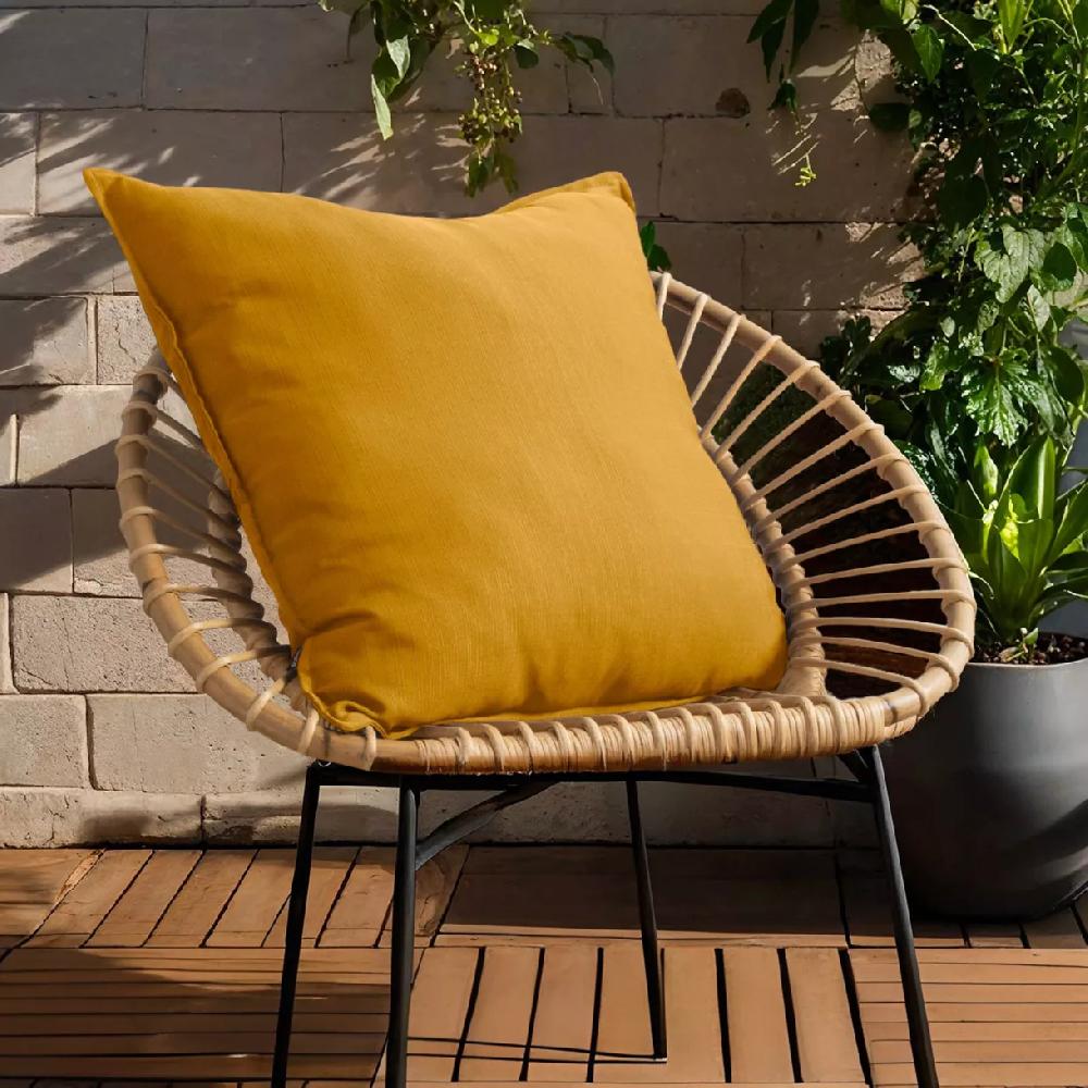 eminza Coussin extérieur carré (60 x 60 cm) Sunset Jaune moutarde