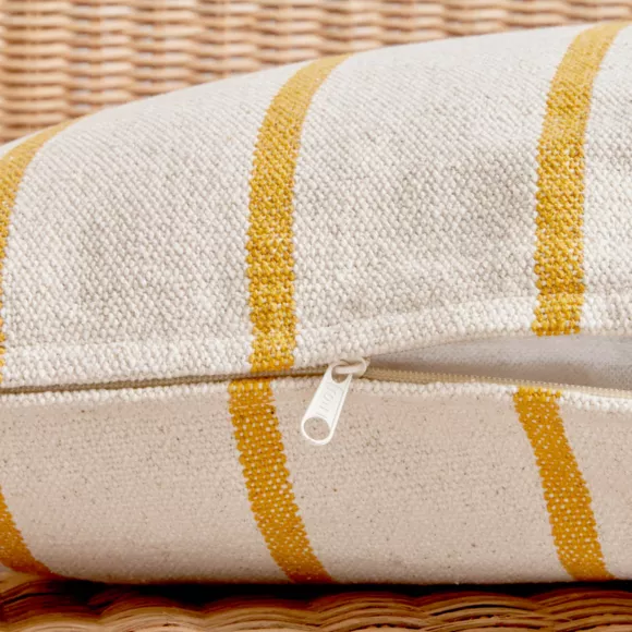 Eminza Coussin Extérieur Carré Toile De Coton (50 X 50 Cm) Ocealys Jaune Moutarde