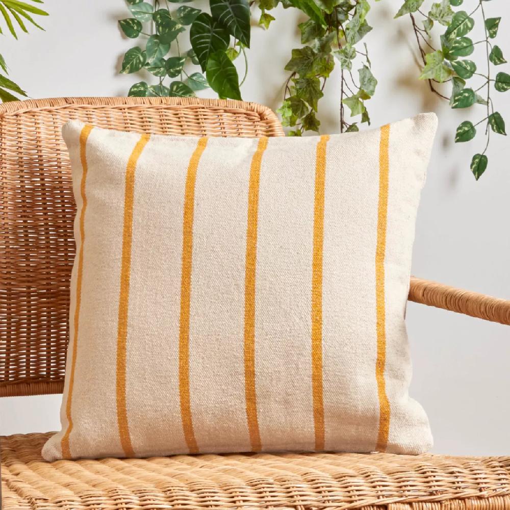 eminza Coussin extérieur carré toile de coton (50 x 50 cm) Ocealys Jaune moutarde