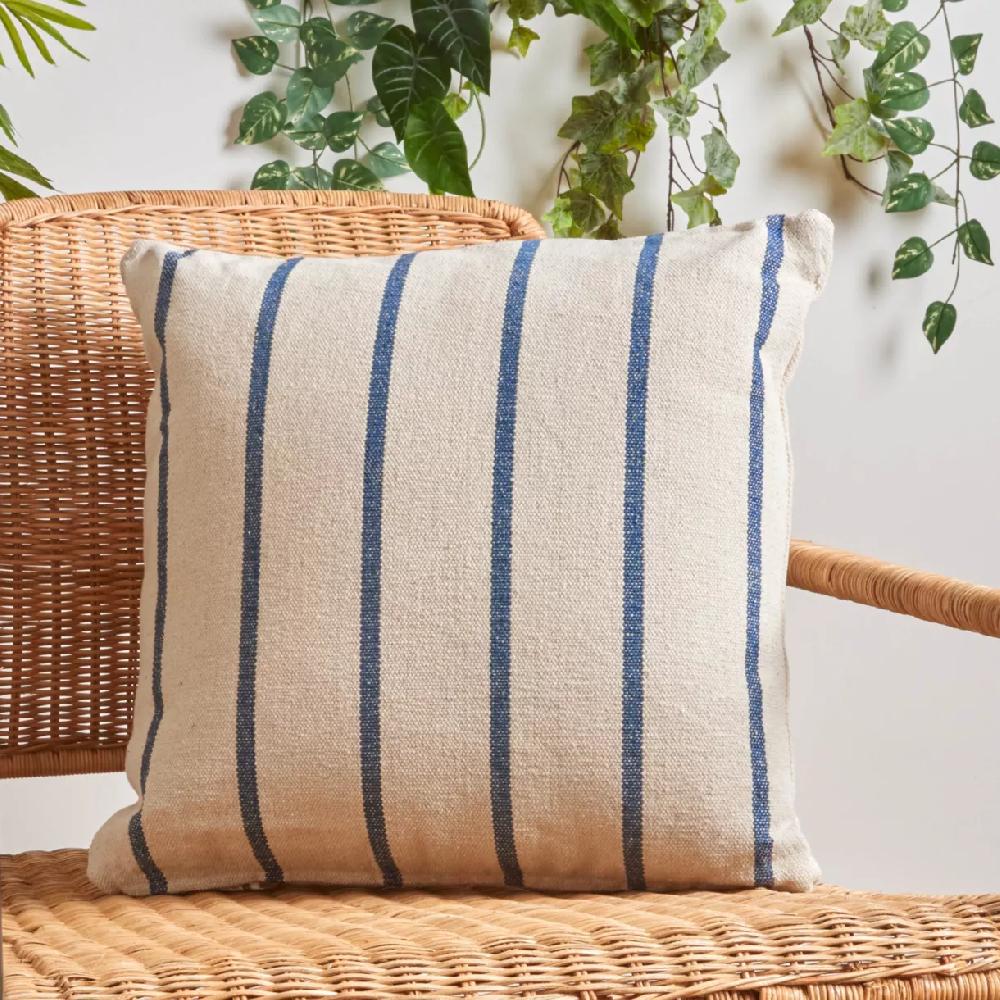 eminza Coussin extérieur carré toile de coton (50 x 50 cm) Ocealys Bleu marine