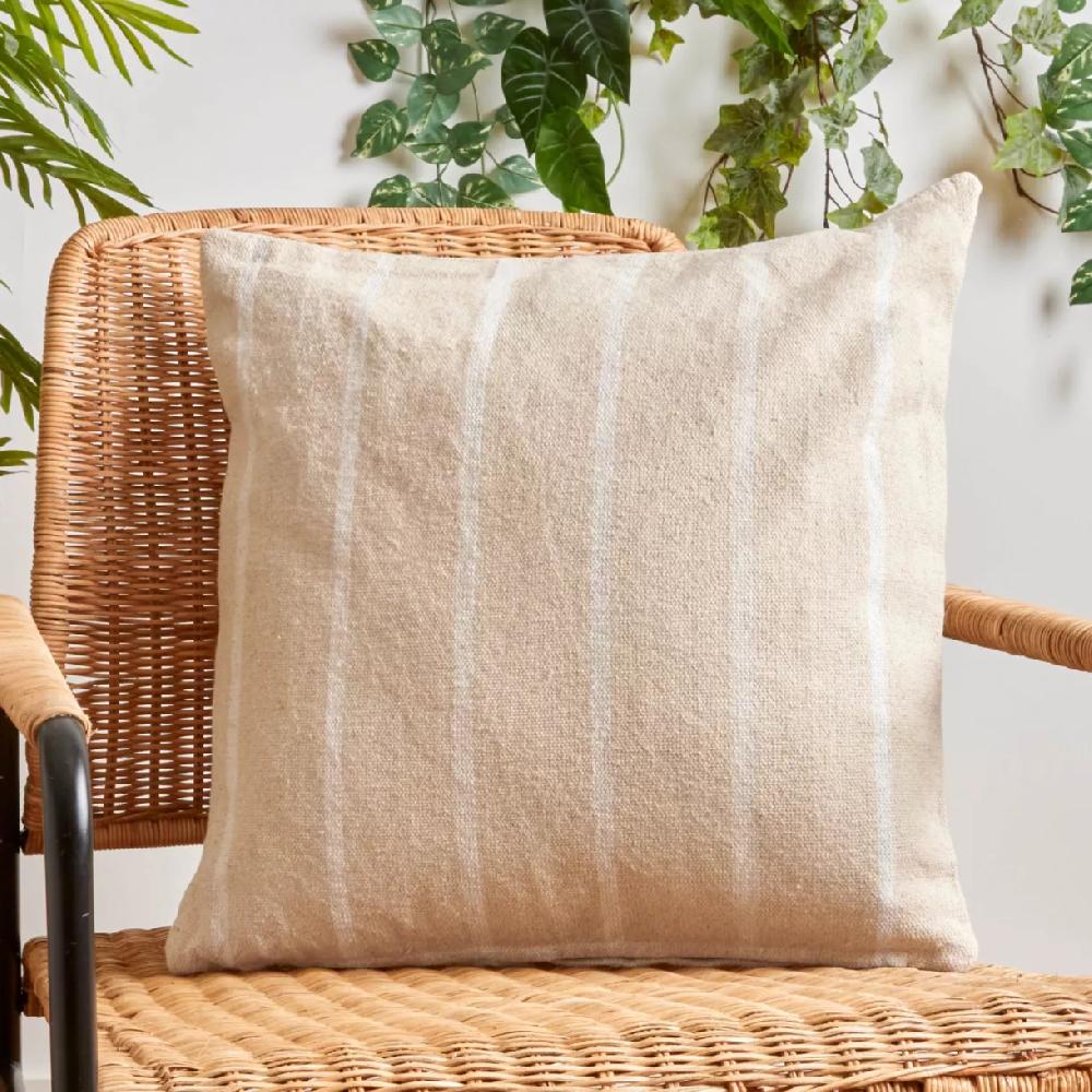 eminza Coussin extérieur carré toile de coton (50 x 50 cm) Ocealys Blanc