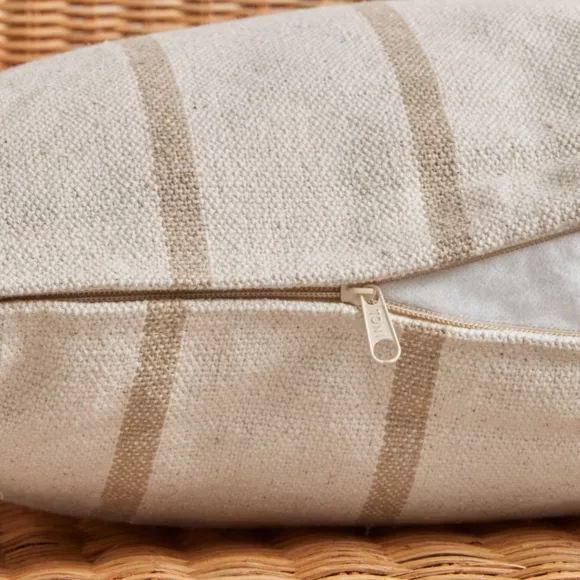 Eminza Coussin Extérieur Carré Toile De Coton (50 X 50 Cm) Ocealys Beige