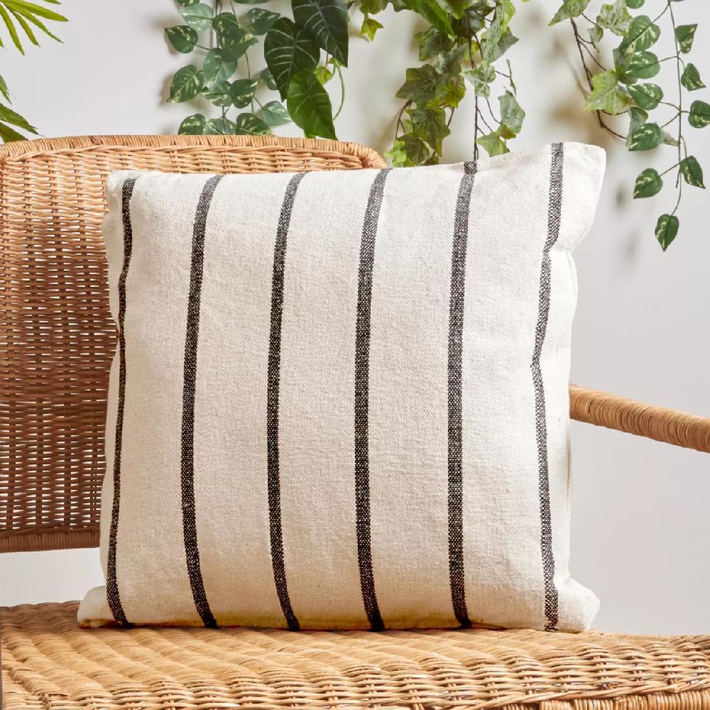 eminza Coussin extérieur carré toile de coton (50 x 50 cm) Ocealys Noir