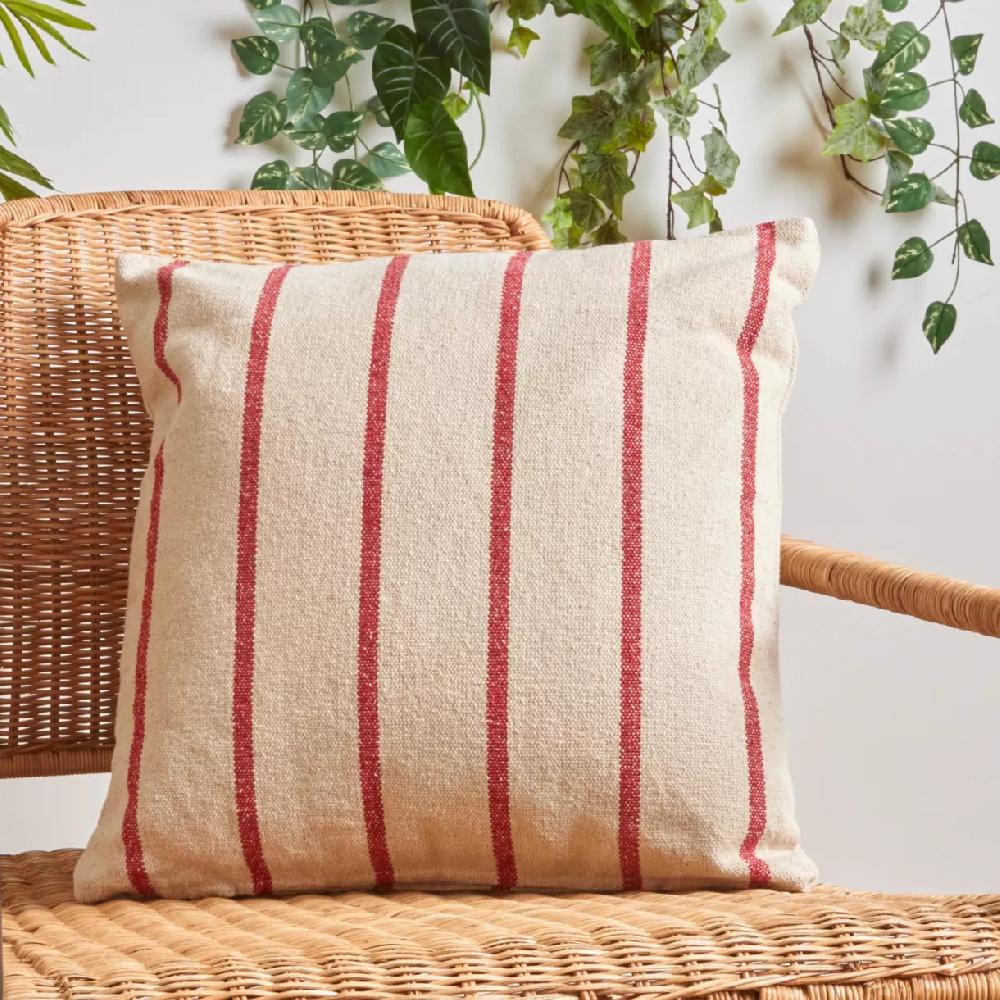 eminza Coussin extérieur carré toile de coton (50 x 50 cm) Ocealys Rouge
