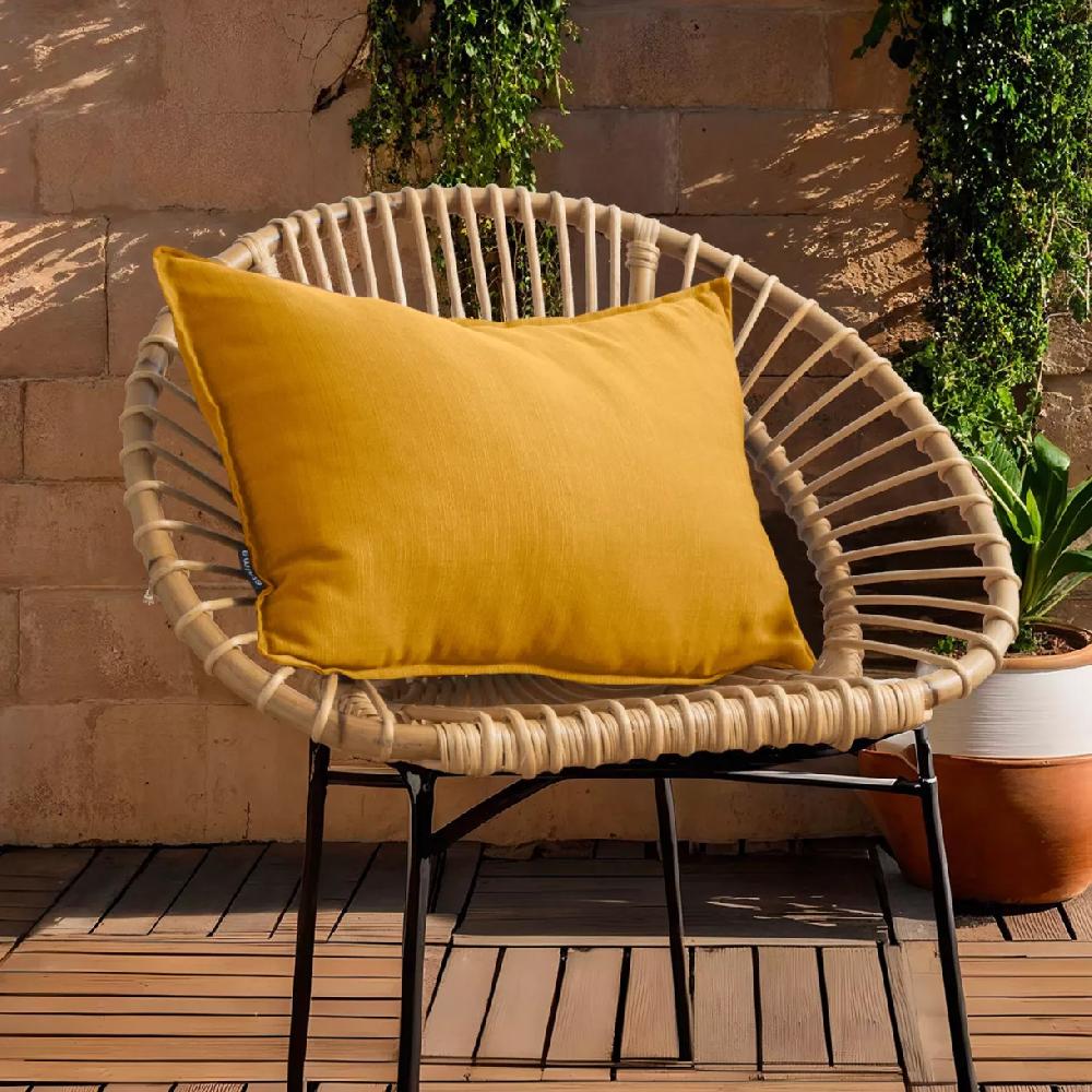 eminza Coussin extérieur rectangulaire (40 x 60 cm) Sunset Jaune moutarde