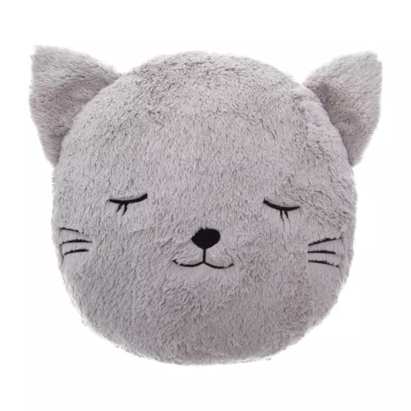 Eminza Coussin Fausse Fourrure Enfant (27 Cm) Chat Gris