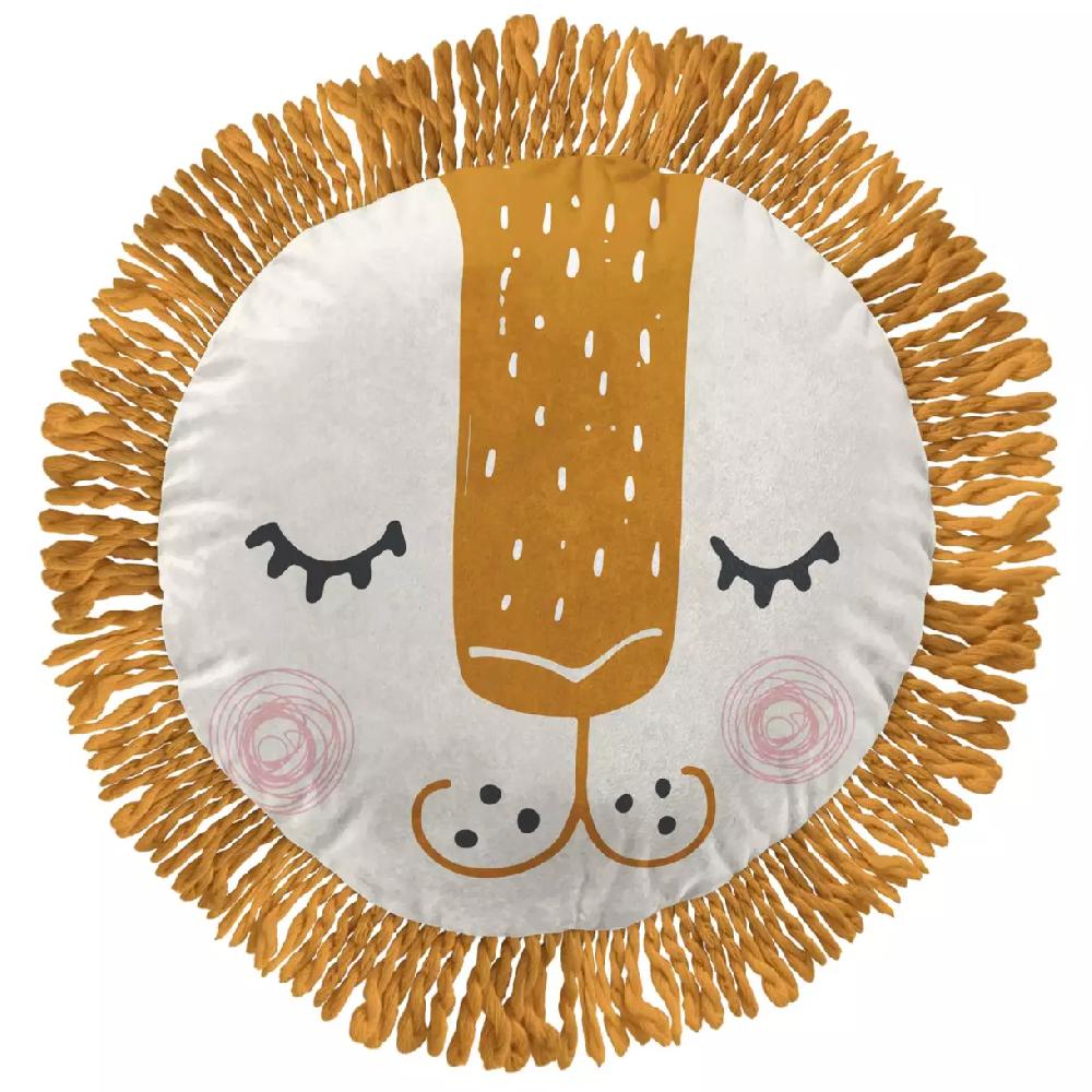 eminza Coussin Lion rond enfant (40 cm) Charlie Multicolore