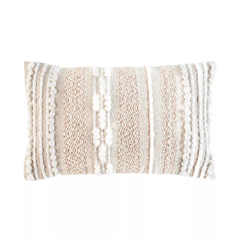 eminza Coussin rectangulaire coton (30 x 50 cm) Blanca Beige