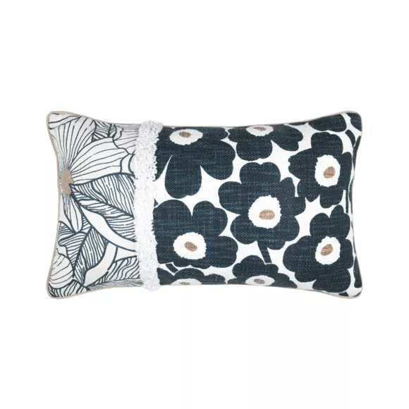 Eminza Coussin Rectangulaire Coton (30 X 50 Cm) Eugénie Bleu Marine