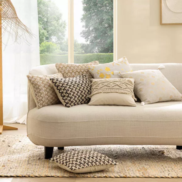 Eminza Coussin Rectangulaire Coton (30 X 50 Cm) Loumeo Noir