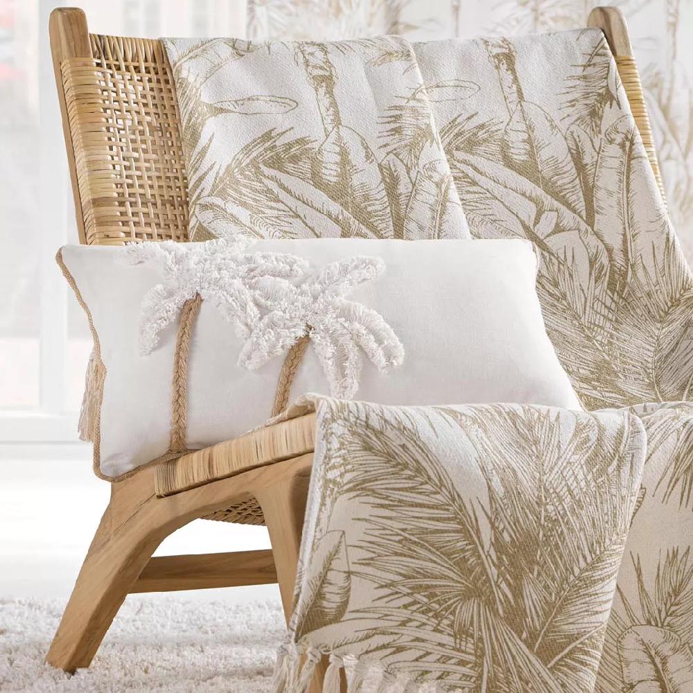 eminza Coussin rectangulaire coton (30 x 50 cm) Sahara Ecru