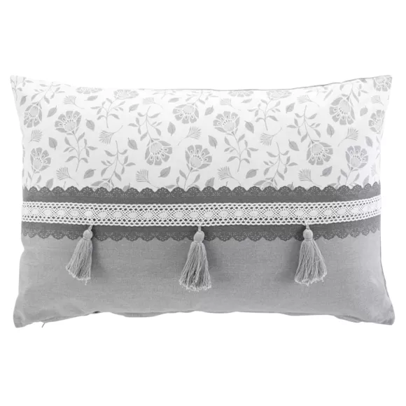 Eminza Coussin Rectangulaire Coton (40 X 60 Cm) Flavie Gris