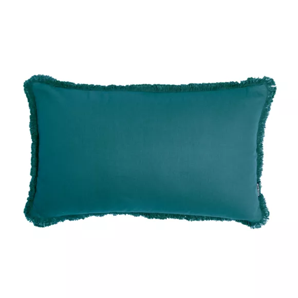 Eminza Coussin Rectangulaire Coton (40 X 60 Cm) Pixel Franges Bleu Canard