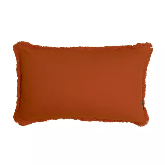 Eminza Coussin Rectangulaire Coton (40 X 60 Cm) Pixel Franges Terracotta