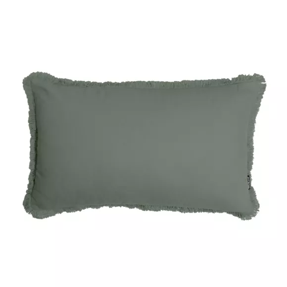 Eminza Coussin Rectangulaire Coton (40 X 60 Cm) Pixel Franges Vert Kaki