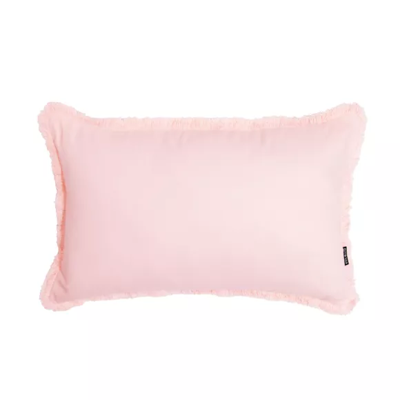 Eminza Coussin Rectangulaire Coton (40 X 60 Cm) Pixel Franges Rose Poudré