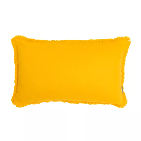 Eminza Coussin Rectangulaire Coton (40 X 60 Cm) Pixel Franges Jaune Moutarde