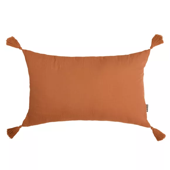 Eminza Coussin Rectangulaire Gaze De Coton (40 X 60 Cm) Gaïa Abricot