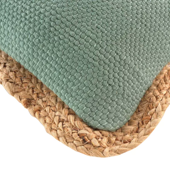 Eminza Coussin Rectangulaire Jute Et Coton (30 X 50 Cm) Akina Vert Sauge