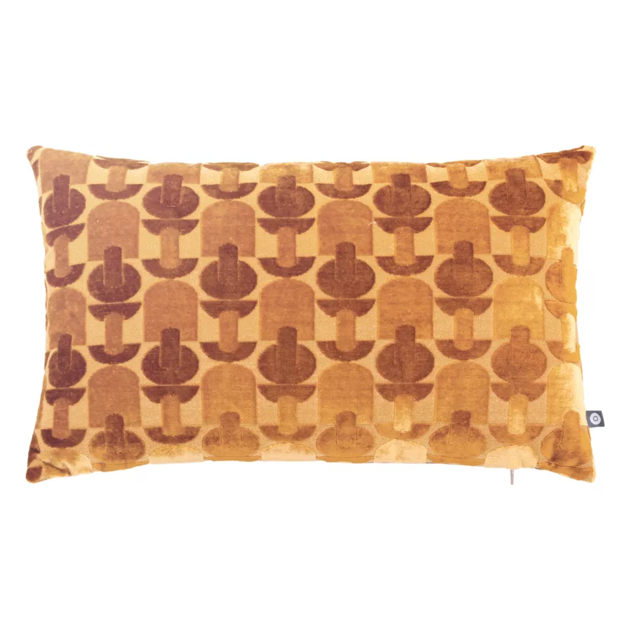 Eminza Coussin Rectangulaire Velours (30 X 50 Cm) Luna Jaune Ocre