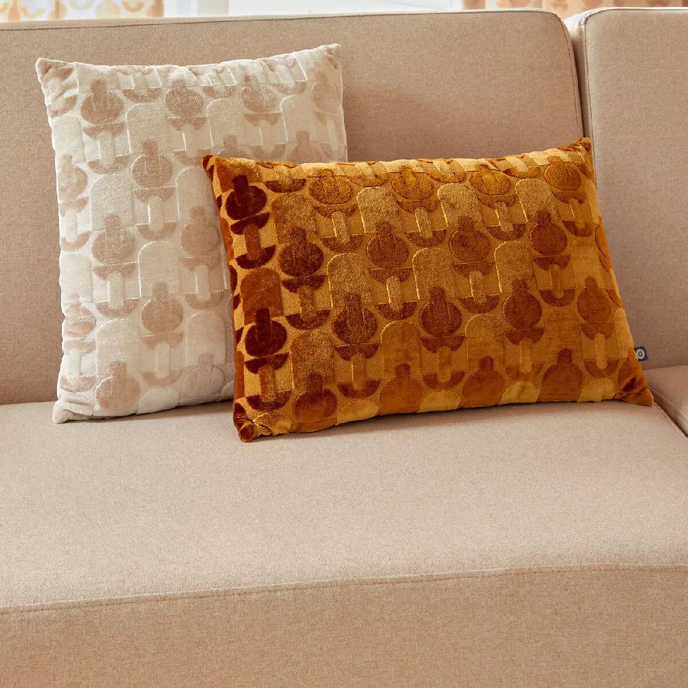 eminza Coussin rectangulaire velours (30 x 50 cm) Luna Jaune ocre