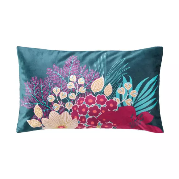 Eminza Coussin Rectangulaire Velours (30 X 50 Cm) Winteria Bleu Canard