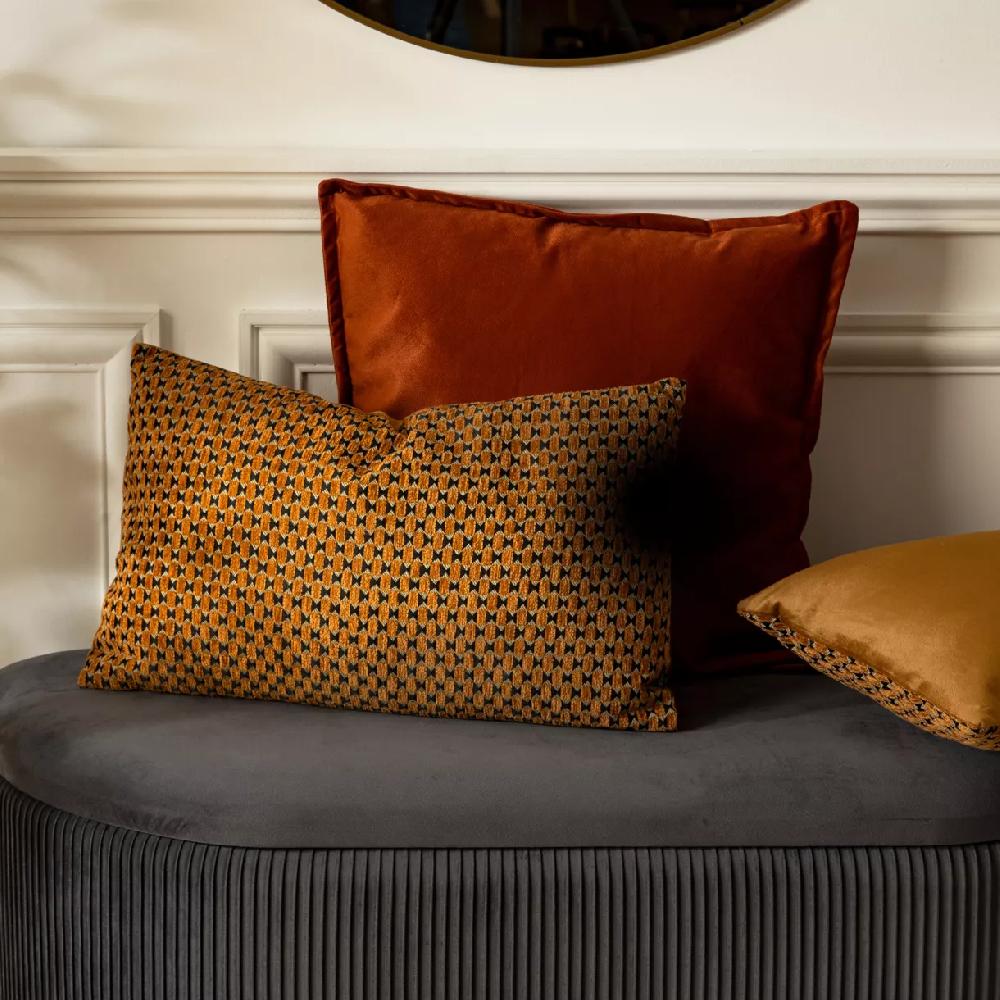 eminza Coussin rectangulaire velours (30 x 50 cm) Zaika Marron