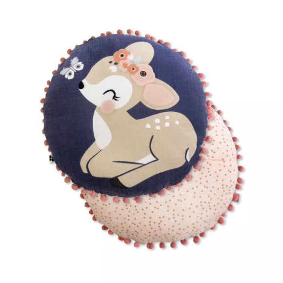 Eminza Coussin Rond Enfant Coton (40 Cm) Forêt Enchantée Multicolore