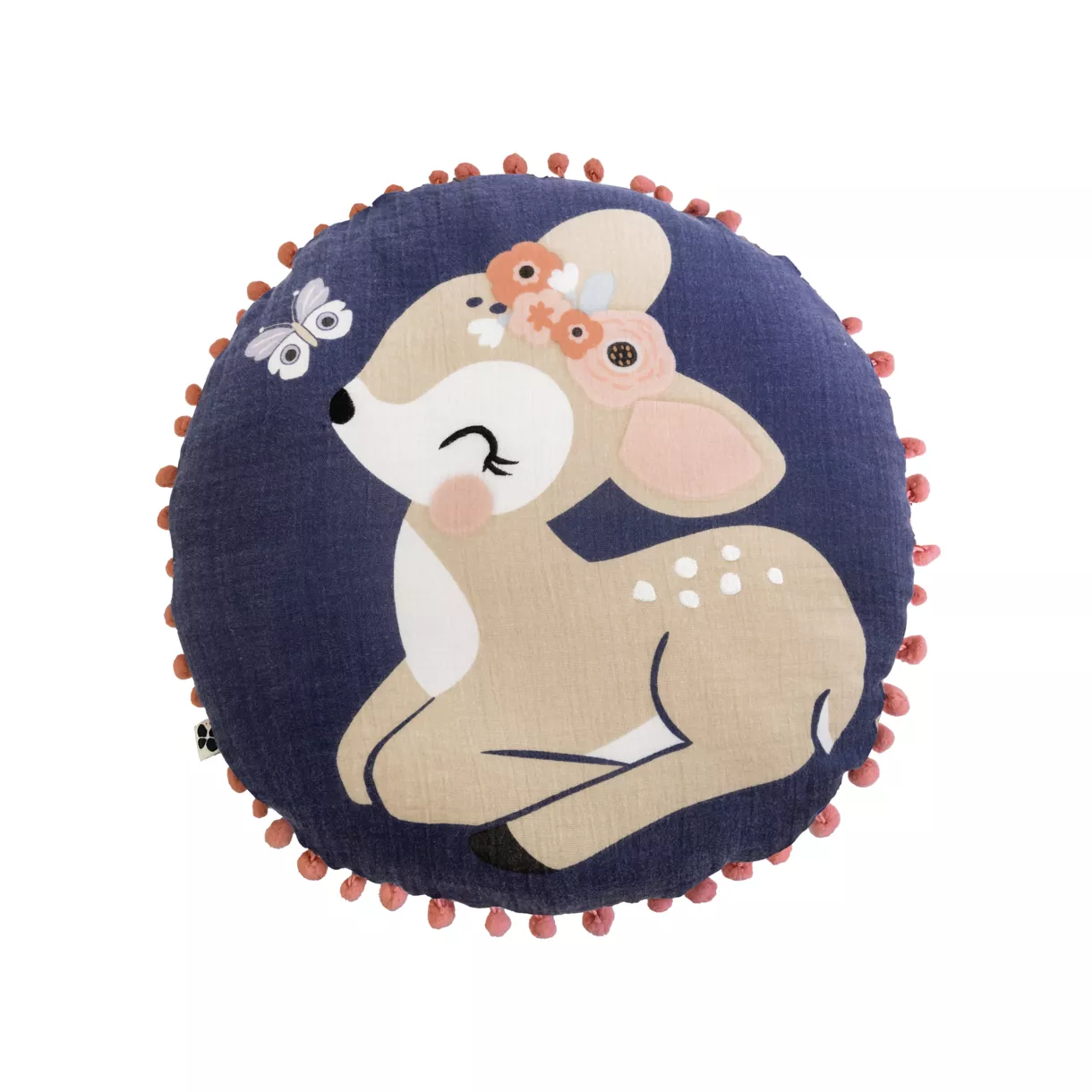 eminza Coussin rond enfant coton (40 cm) Forêt enchantée Multicolore