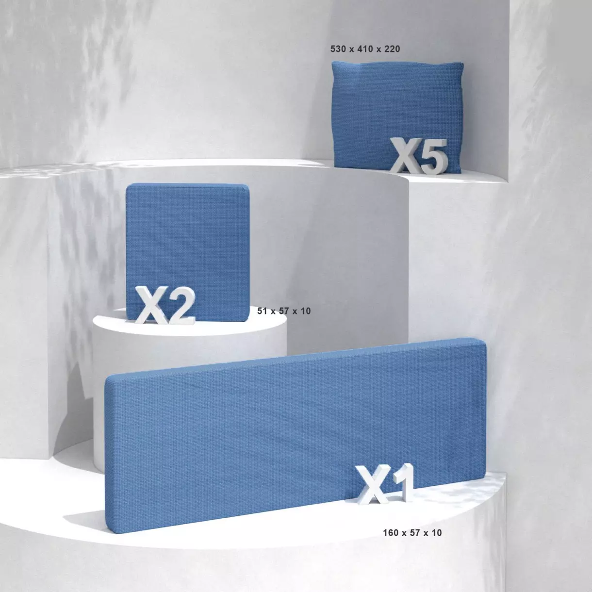eminza Coussins de remplacement pour salon de jardin Calvi 5 places Bleu