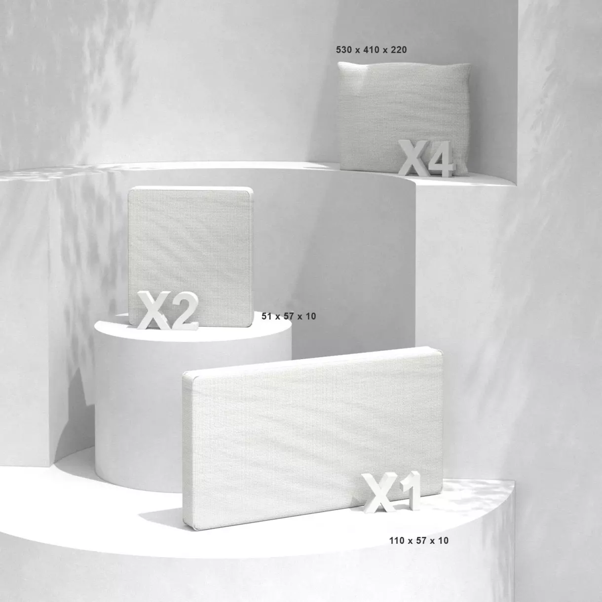 eminza Coussins de remplacement pour salon de jardin Calvi 4 places Blanc