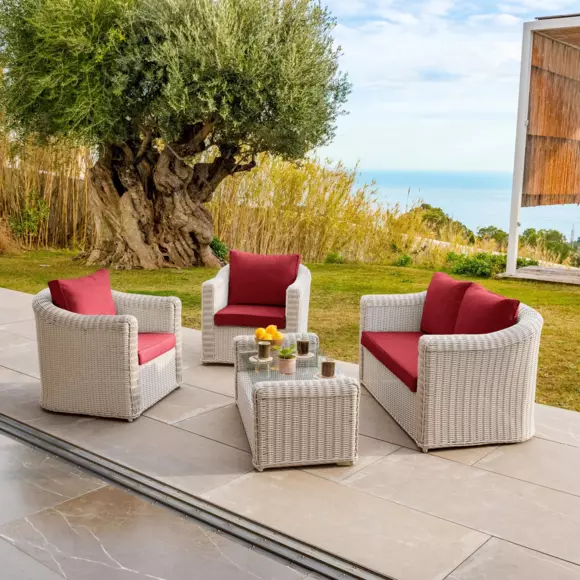 Eminza Coussins De Remplacement Pour Salon De Jardin Calvi 4 Places Rouge