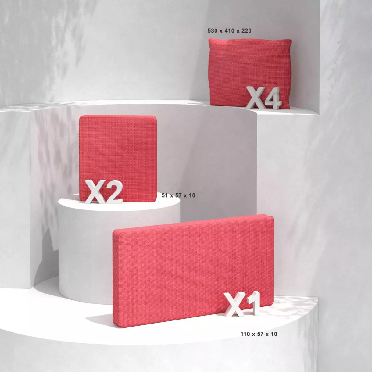 eminza Coussins de remplacement pour salon de jardin Calvi 4 places Rouge
