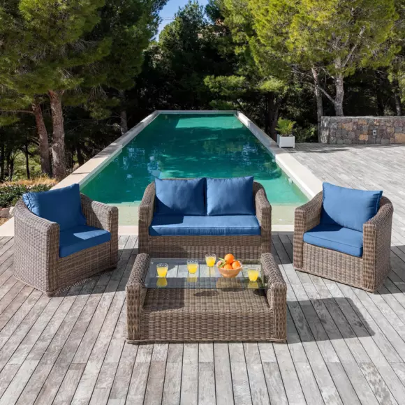 Eminza Coussins De Remplacement Pour Salon De Jardin Calvi 4 Places Bleu