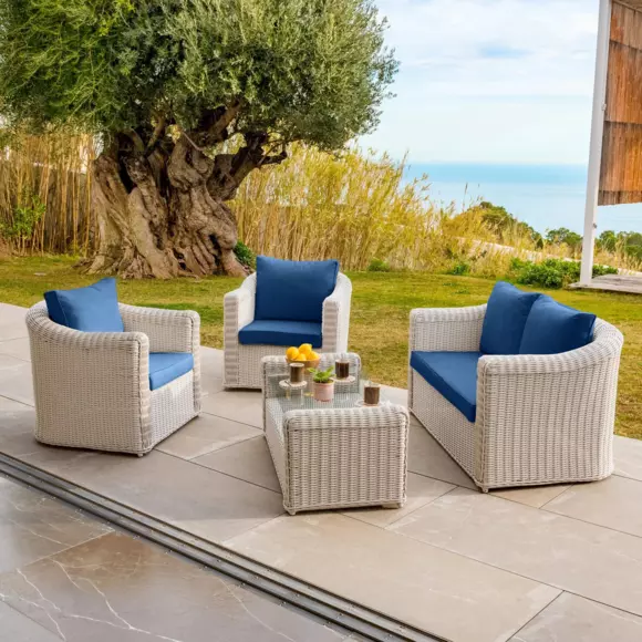 Eminza Coussins De Remplacement Pour Salon De Jardin Calvi 4 Places Bleu