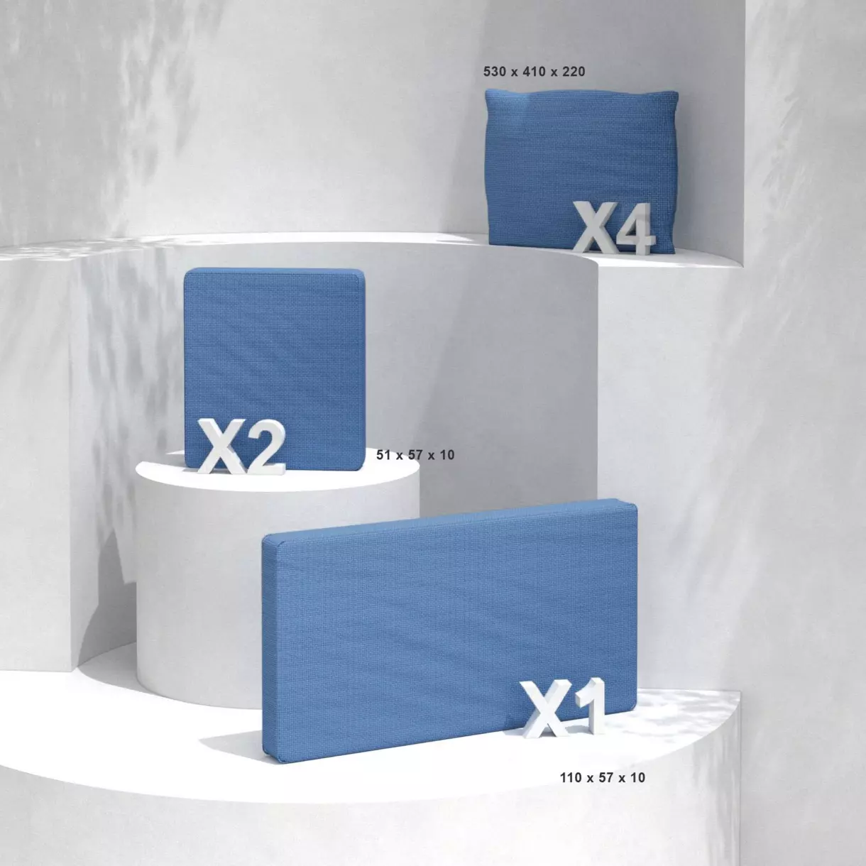eminza Coussins de remplacement pour salon de jardin Calvi 4 places Bleu
