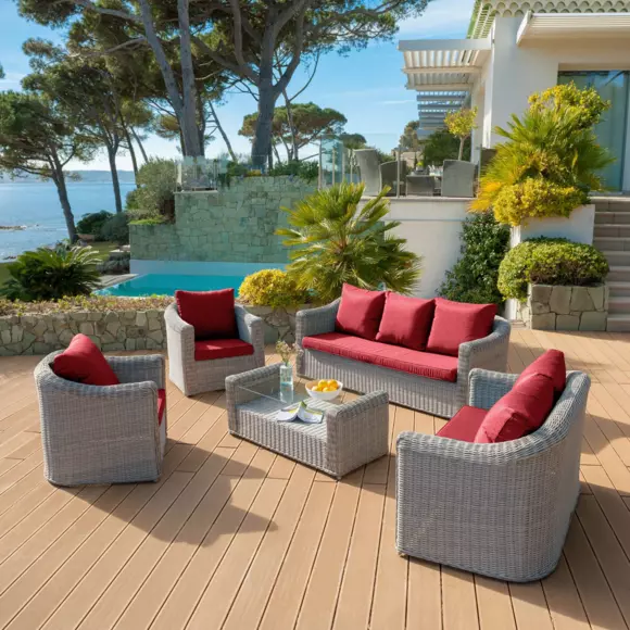 Eminza Coussins De Remplacement Pour Salon De Jardin Calvi 7 Places Rouge