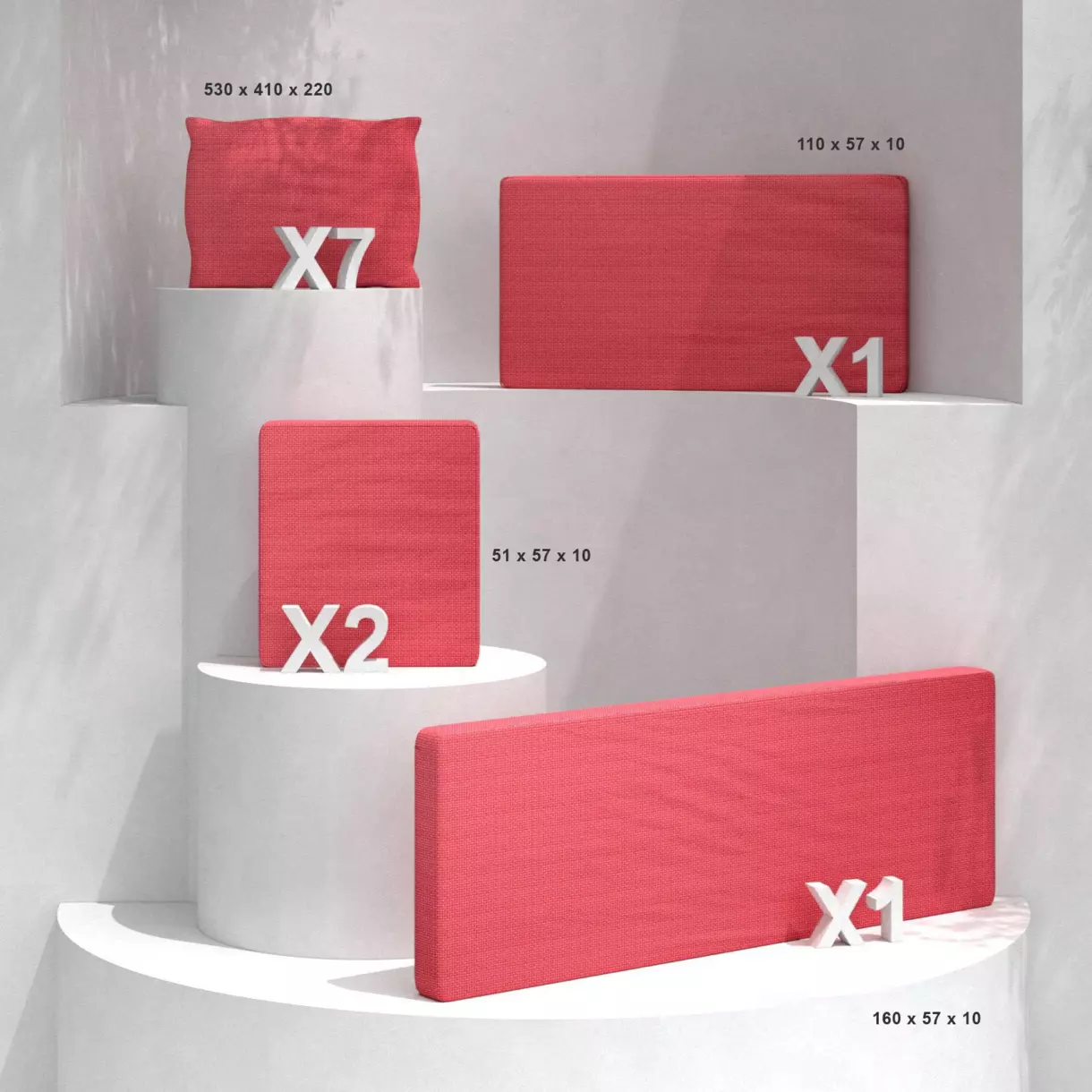eminza Coussins de remplacement pour salon de jardin Calvi 7 places Rouge