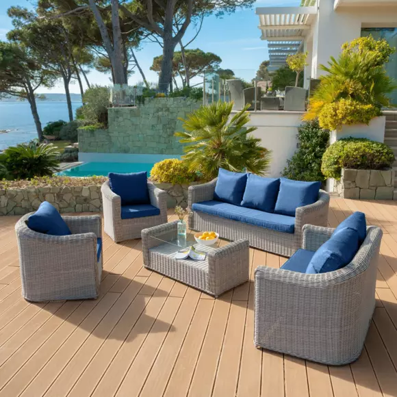 Eminza Coussins De Remplacement Pour Salon De Jardin Calvi 7 Places Bleu