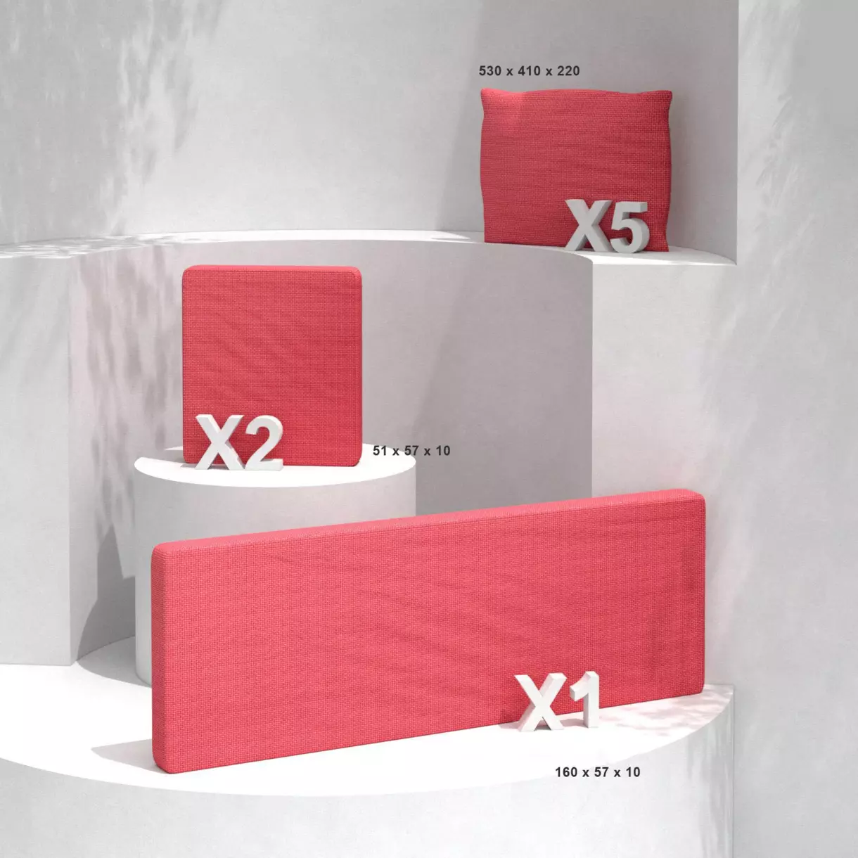 eminza Coussins de remplacement pour salon de jardin Calvi 5 places Rouge