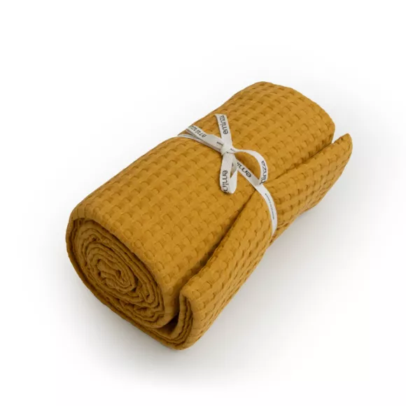 Eminza Couvre-lit Coton Nid D'abeille (180 X 220 Cm) Maya Jaune Safran