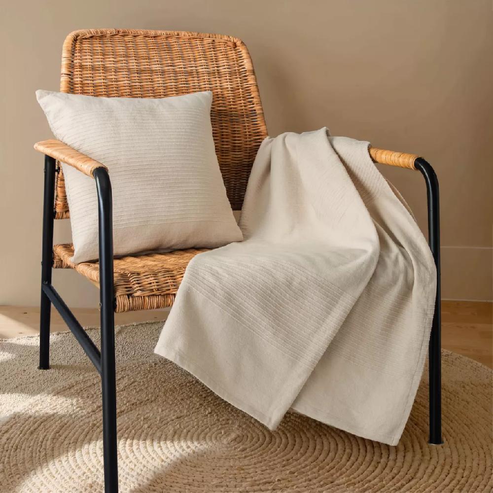 eminza Couvre-lit coton tissé (180 x 220 cm) Léa Beige pampa