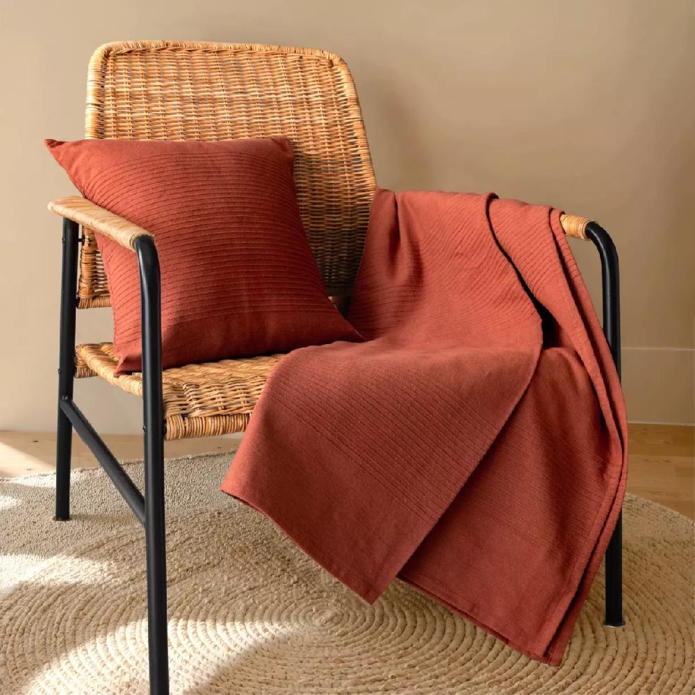eminza Couvre-lit coton tissé (180 x 220 cm) Léa Terracotta