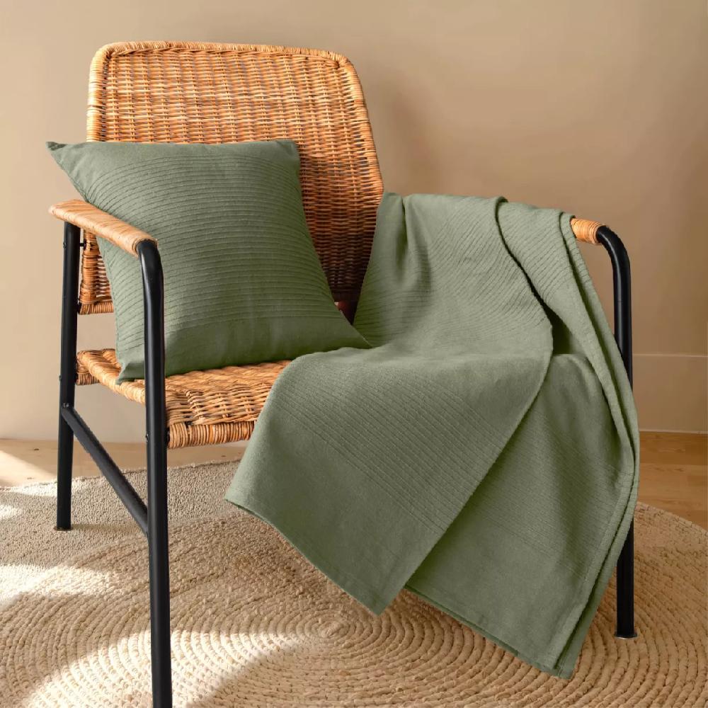 eminza Couvre-lit coton tissé (180 x 220 cm) Léa Vert romarin