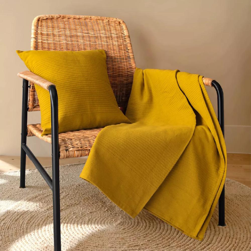 eminza Couvre-lit coton tissé (220 x 250 cm) Léa Jaune safran
