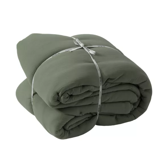 Eminza Couvre-lit Matelassé Gaze De Coton (180 X 240 Cm) Gaïa Vert Romarin