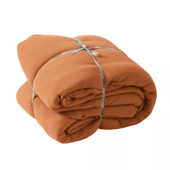 Eminza Couvre-lit Matelassé Gaze De Coton (180 X 240 Cm) Gaïa Abricot