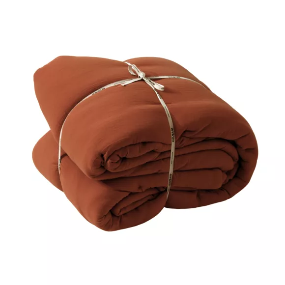 Eminza Couvre-lit Matelassé Gaze De Coton (180 X 240 Cm) Gaïa Terracotta