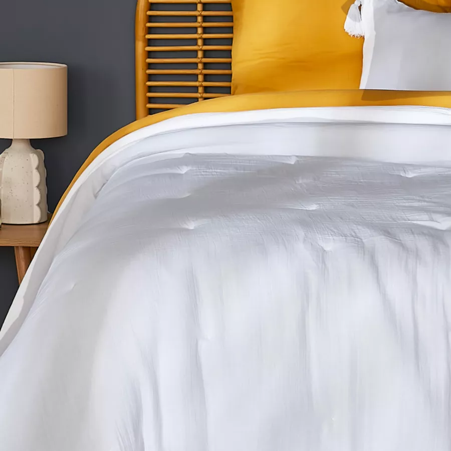 Eminza Couvre-lit Matelassé Gaze De Coton (180 X 240 Cm) Gaïa Blanc Chantilly
